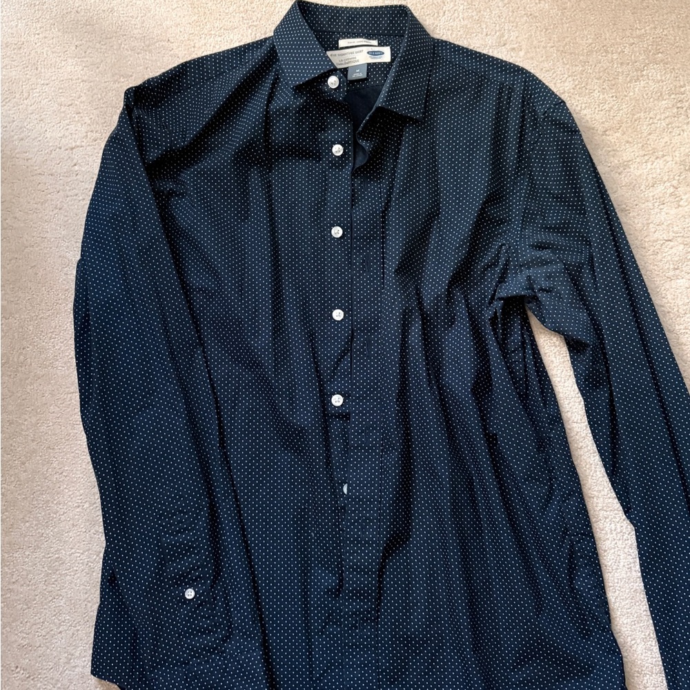 Old Navy Navy Microdot Dress Shirt